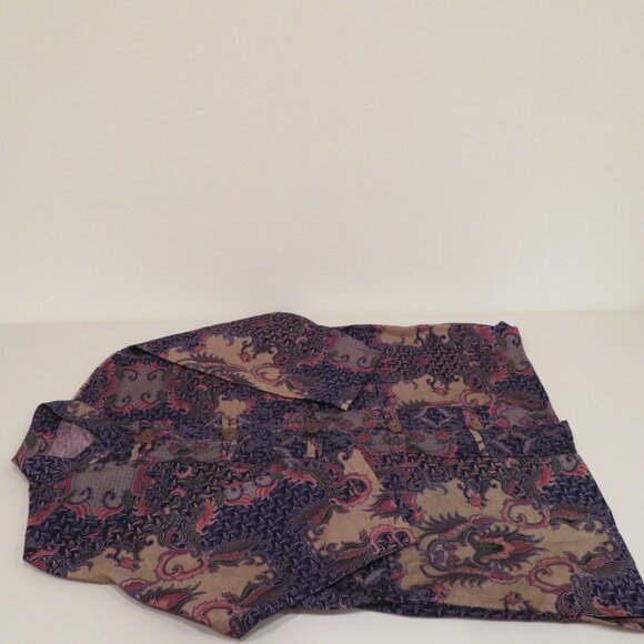 Women Small Blue Thailand Blouse Shirt Jacket Summer Lightweight Cotton Button - Picture 10 of 12